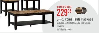 The Brick Roma 3-piece coffee and two end tables package cappuccino offer