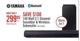 The Brick Yamaha sr-c30a compact soundbar and wireless subwoofer - src30a black offer