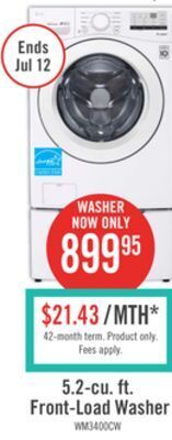 The Brick Lg 5.2 cu. ft. front-load washer - wm3400cw offer