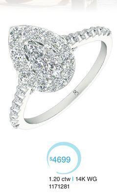 Charm Diamond My diamond story 14k white gold diamond pear cut ring 1.20ctw i1/ghi offer