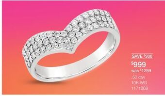 Charm Diamond 10k white gold 0.50ctw diamond chevron band offer