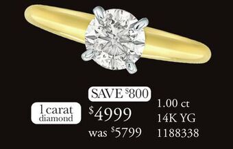 Charm Diamond Glacier fire 14k yellow gold 1.00ct diamond solitaire ring offer