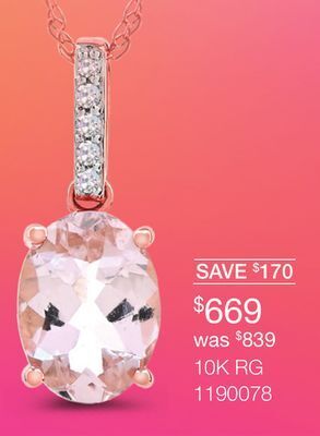 Charm Diamond 10k rose gold 18 morganite and diamond pendant offer