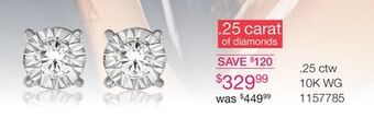 Charm Diamond 10k white gold 0.25ctw diamond studs offer