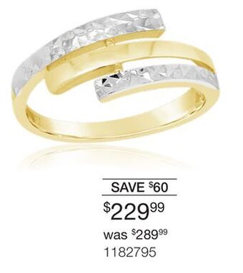 Charm Diamond 10k yellow and white gold diamond cut ring offer