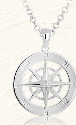 Charm Diamond Sterling silver 22 nautical compass offer