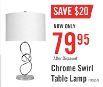 The Brick Chrome swirl table lamp offer