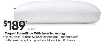 Sleep Country Casper® foam pillow with snow technology offer