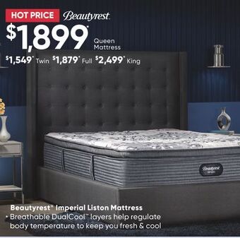Sleep Country Beautyrest® imperial liston mattress offer