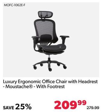 Shopper+ Luxury ergonomic office chair with headrest - moustache - with footrest offer
