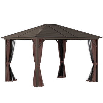 Best Buy Outsunny 10' x 12' deluxe hardtop gazebo with metal roof, aluminum frame patio gazebo garden sun shelter outdoor pavilion wit offer