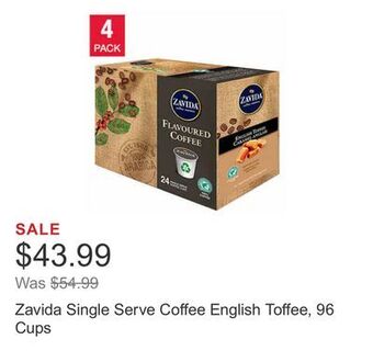 Costco Zavida single serve coffee english toffee, 96 cups offer
