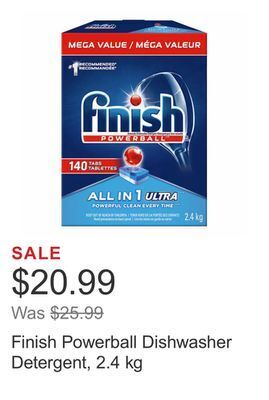 Costco Finish powerball dishwasher detergent, 2.4 kg offer
