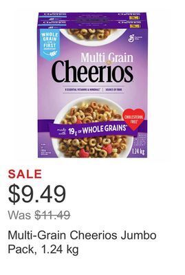 Costco Multi-grain cheerios jumbo pack, 1.24 kg offer