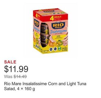 Costco Rio mare insalatissime corn and light tuna salad, 4 × 160 g offer