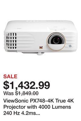Newegg Viewsonic px748-4k true 4k projector with 4000 lumens 240 hz 4.2ms hdr support auto keystone dual hdmi and usb c for home the offer