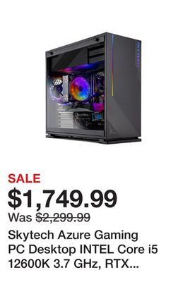 Newegg Skytech azure gaming pc desktop intel core i5 12600k 3.7 ghz, rtx 3060 ti, 1tb nvme ssd, 16g ddr4 3200, 650w gold psu, ac wi- offer