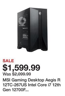 Newegg Msi gaming desktop aegis r 12tc-267us intel core i7 12th gen 12700f (2.10ghz) 16gb ddr4 1 tb pcie ssd nvidia geforce rtx 3060 offer