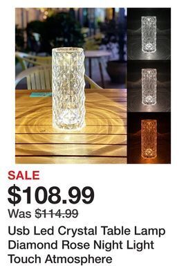Wayfair Usb led crystal table lamp diamond rose night light touch atmosphere offer