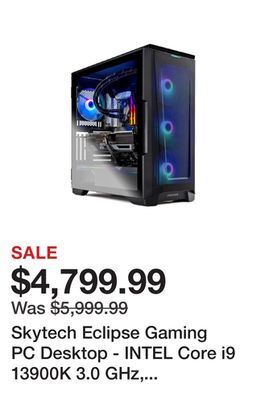 Newegg Skytech eclipse gaming pc desktop - intel core i9 13900k 3.0 ghz, nvidia rtx 4090, 1tb nvme gen4 ssd, 32gb ddr5 ram rgb, 1200 offer