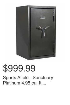 Costco Sports afield - sanctuary platinum 4.98 cu. ft. fireproof/waterproof biometric safe offer