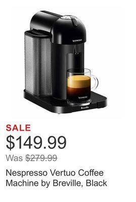 Costco Nespresso vertuo coffee machine by breville, black offer