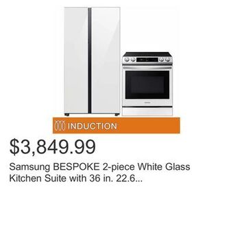 Costco Samsung bespoke 2-piece white glass kitchen suite with 36 in. 22.6 cu. ft. side-by-side counter depth refrigerator with bever offer