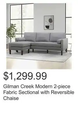 Costco Gilman creek modern 2-piece fabric sectional with reversible chaise offer