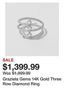 TSC Stores Graziela gems 14k gold three row diamond ring offer