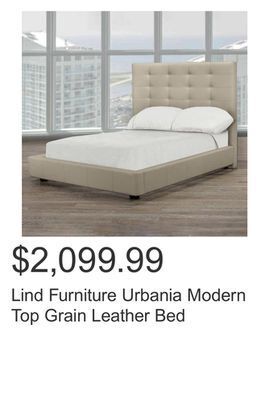 Costco Lind furniture urbania modern top grain leather bed offer