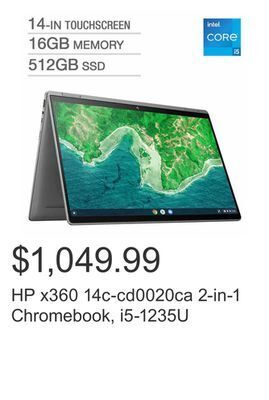 Costco Hp x360 14c-cd0020ca 2-in-1 chromebook, i5-1235u offer