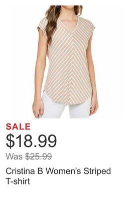 Costco Cristina b women's striped t-shirt offer