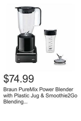Costco Braun puremix power blender with plastic jug & smoothie2go blending cup offer