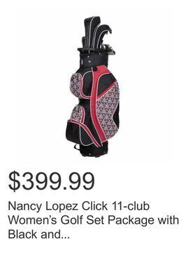 Costco Nancy lopez click 11-club women's golf set package with black and red cart bag offer
