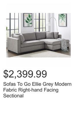 Costco Sofas to go ellie grey modern fabric right-hand facing sectional offer