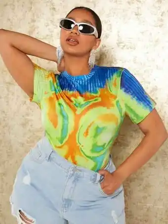 SheIn Shein sxy plus tie dye bodysuit offer