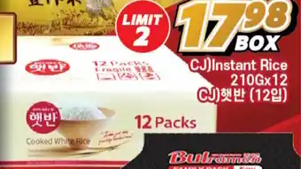 H-Mart CJ) Instant Rice 210Gx12 12 Packs offer