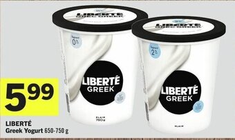 IGA LIBERTÉ Greek Yogurt 650-750 g offer