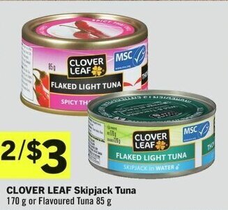 IGA CLOVER LEAF Skipjack Tuna 170 g or Flavoured Tuna 85 g offer