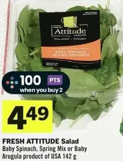IGA FRESH ATTITUDE Salad Baby Spinach, Spring Mix or Baby Arugula product of USA 142 g offer