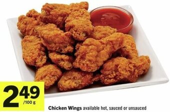 IGA Chicken Wings available hot, sauced or unsauced offer