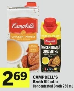 IGA CAMPBELL'S Broth 900 mL or Concentrated Broth 250 mL offer