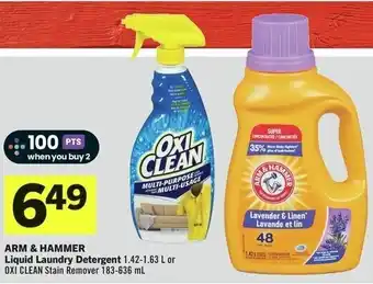 IGA ARM & HAMMER Liquid Laundry Detergent 1.42-1.63 L or OXI CLEAN Stain Remover 183-636 mL offer