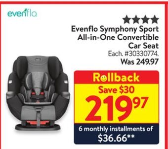 Walmart Evenflo symphony sport all-in-one convertible car seat offer