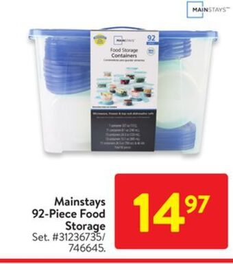 Walmart Mainstays 92-piece food storage offer