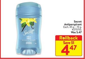 Walmart Secret antiperspirant offer