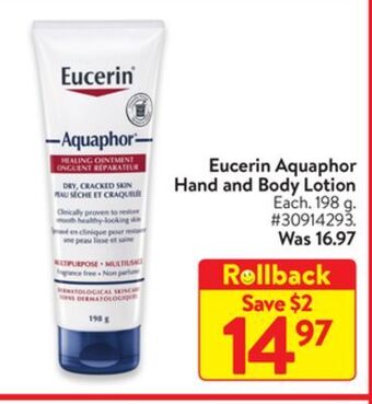Walmart Eucerin aquaphor hand and body lotion offer