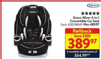 Walmart Graco 4ever 4-in-1 convertible car seat offer