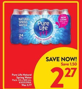 Walmart Pure life natural spring water offer