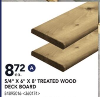 Lowe's 5/4 x 6 x 8' treated wood deck board offer
